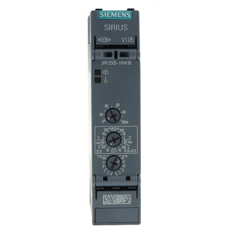 Siemens DIN Rail Timer Relay, 2-Contact DPDT, Multifunction, 12 V AC to 250 V DC Supply, 1 s to 100 h Time 3RP2505-1BW30