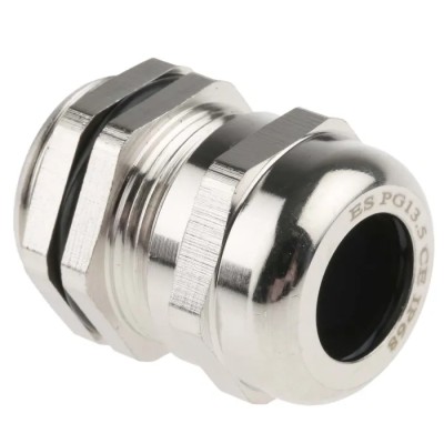 RS PRO Metallic Nickel Plated Brass Cable Gland PG13.5 Thread Size, 6 mm Min Cable Diameter, 12 mm Max Cable 831-9052