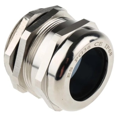 RS PRO Metallic Nickel Plated Brass Cable Gland PG36 Thread, 22 mm Minimum Cable Diameter, 32 mm Maximum Cable 831-9062
