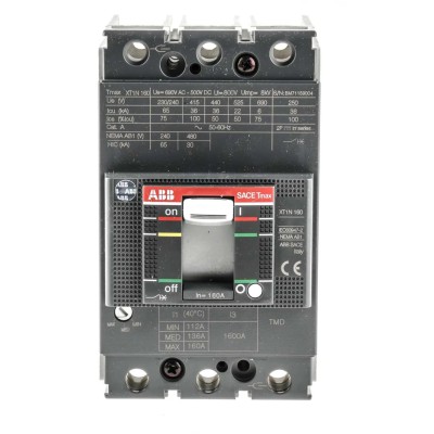 ABB Protecta XT1N Molded Case Circuit Breaker 3-Pole 160A Breaking Capacity 36 kA DIN Rail XT1N