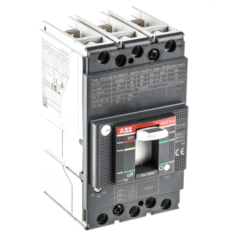 ABB Protecta XT1N Molded Case Circuit Breaker 3-Pole 160A Breaking Capacity 36 kA DIN Rail XT1N