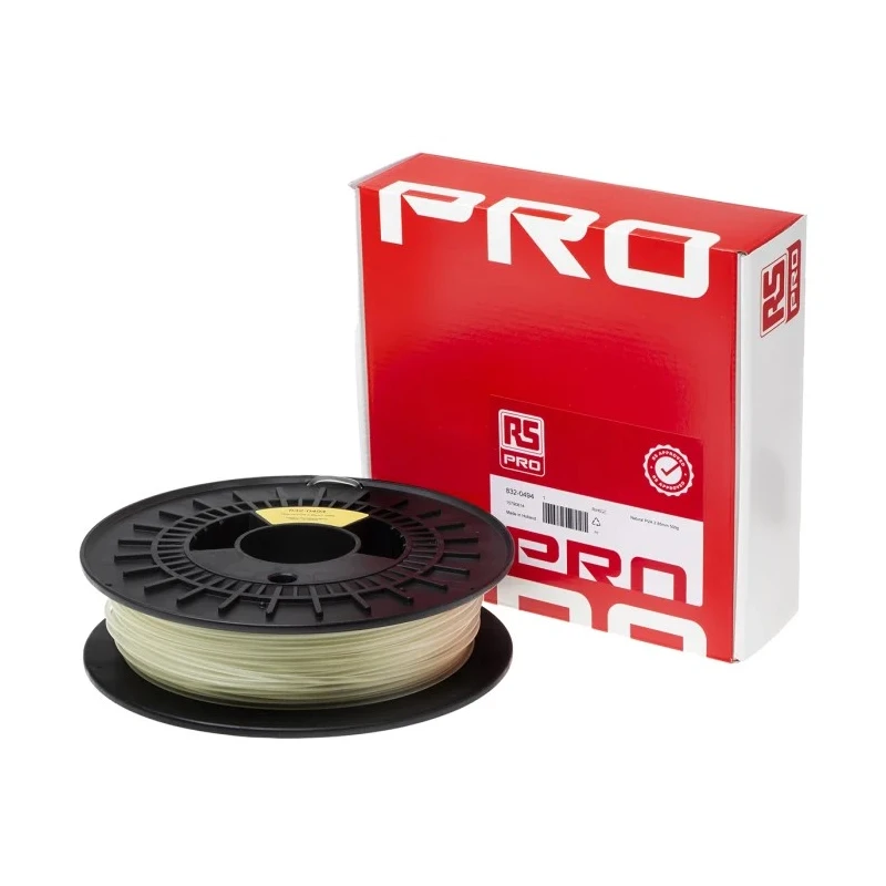 RS PRO 2.85 mm Natural Polyvinyl Chloride 3D Printer Filament, 500 g, Fused Deposition Modelling (FDM) 205°C 832-0494