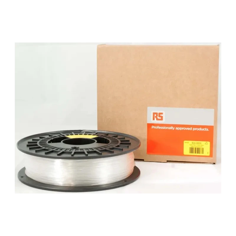 RS PRO 1.75 mm Transparent Glassbend 3D Printer Filament, 500 g, Food Contact, FDM Technology 832-0620