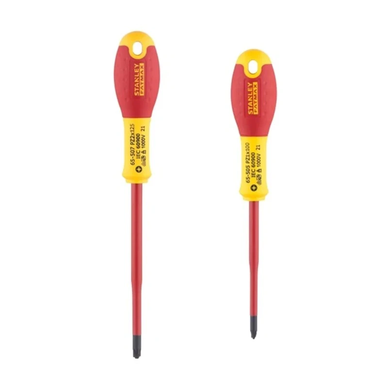 Stanley Insulated Pozidriv Screwdriver Set, 2-Piece, PZ1 and PZ2 Tips, VDE Approved, Model FMHT0-62649