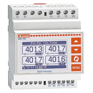 Lovato Electric 3 Phase Digital LCD Energy Meter DMG200L01 with ±1% Accuracy and 105.4mm x 71.6mm Cutout DMG200L01