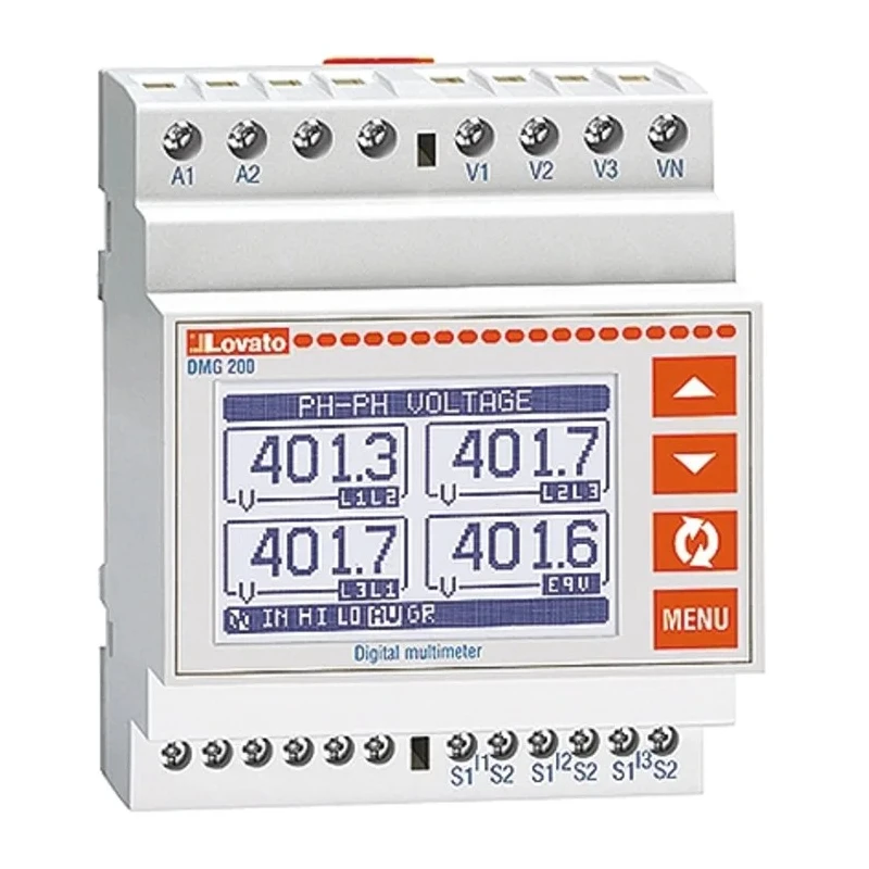 Lovato Electric 3 Phase Digital LCD Energy Meter DMG200L01 with ±1% Accuracy and 105.4mm x 71.6mm Cutout DMG200L01