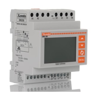 Lovato Electric 3 Phase Electronic LCD Energy Meter DMG200, Accuracy ±1%, Cutout 105.4x71.6mm, Depth 63mm, LCD Display, Italy