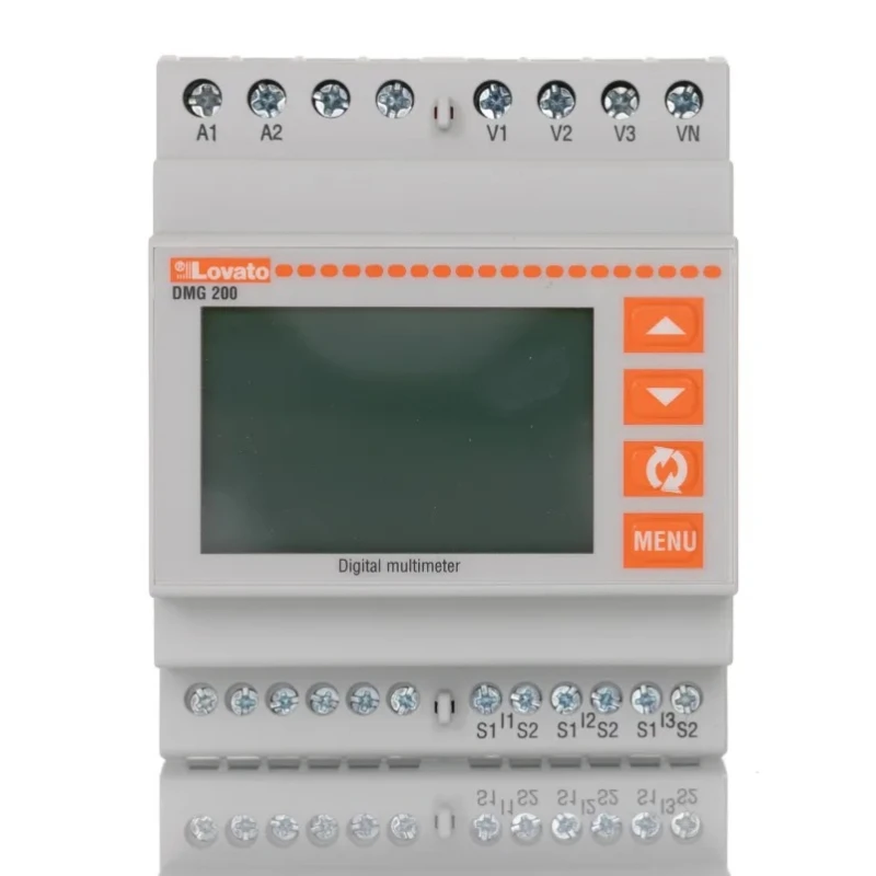 Lovato Electric 3 Phase Electronic LCD Energy Meter DMG200, Accuracy ±1%, Cutout 105.4x71.6mm, Depth 63mm, LCD Display, Italy