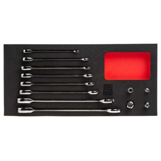 RS PRO 12-Piece Ratchet Spanner Set, 8 To 19 mm, Chrome Vanadium Steel 833-5925