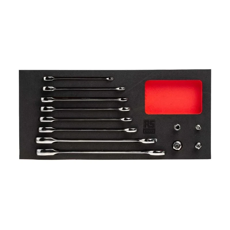 RS PRO 12-Piece Ratchet Spanner Set, 8 To 19 mm, Chrome Vanadium Steel 833-5925