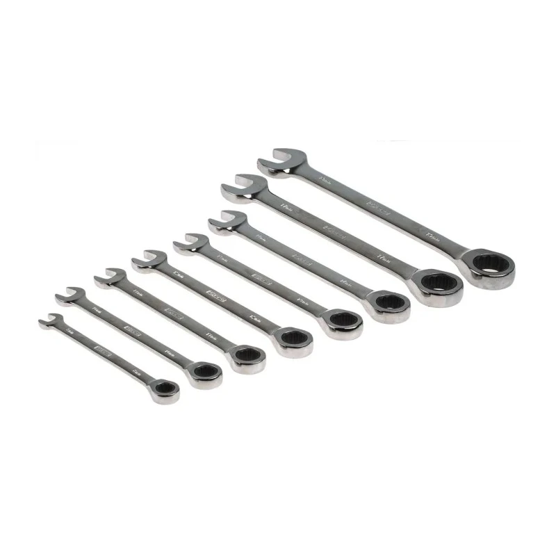 RS PRO 12-Piece Ratchet Spanner Set, 8 To 19 mm, Chrome Vanadium Steel 833-5925