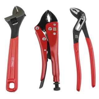 RS PRO 3-Piece Plier Set with Adjustable Wrench, Mole Grips, Water Pump Pliers Turkey Origin 833-5938