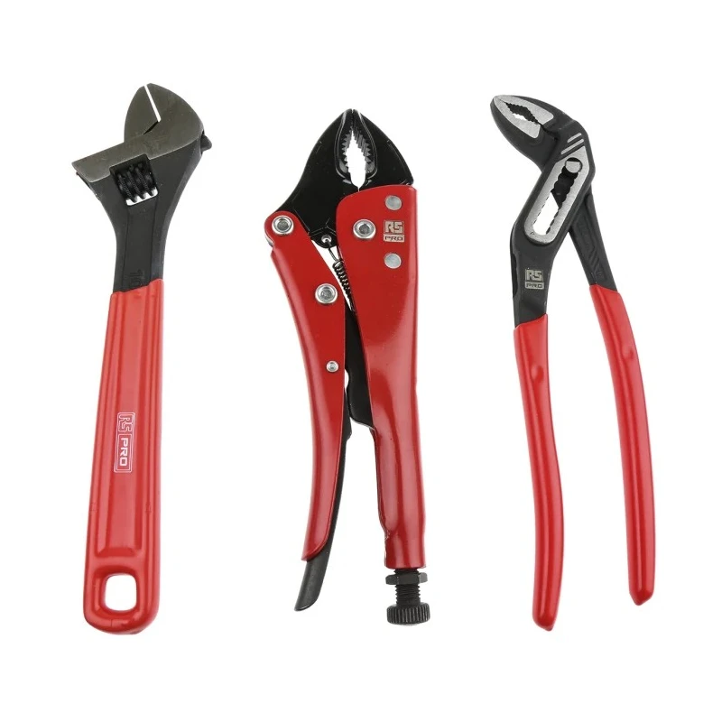 RS PRO 3-Piece Plier Set with Adjustable Wrench, Mole Grips, Water Pump Pliers Turkey Origin 833-5938
