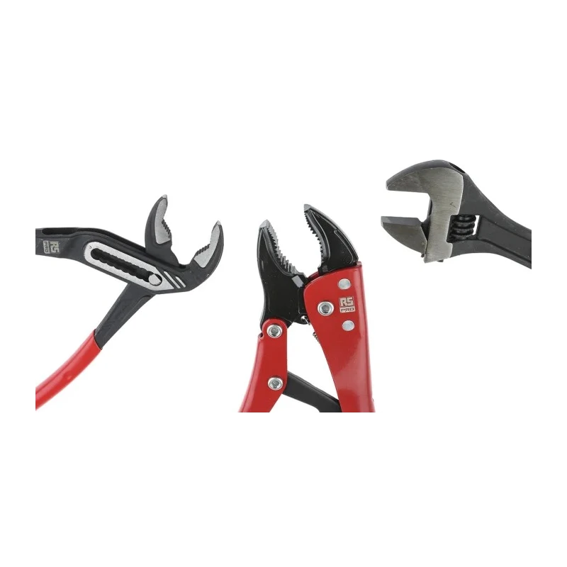 RS PRO 3-Piece Plier Set with Adjustable Wrench, Mole Grips, Water Pump Pliers Turkey Origin 833-5938