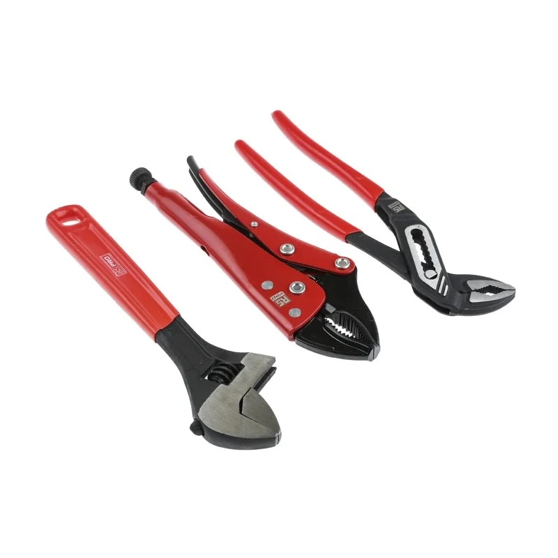 RS PRO 3-Piece Plier Set with Adjustable Wrench, Mole Grips, Water Pump Pliers Turkey Origin 833-5938