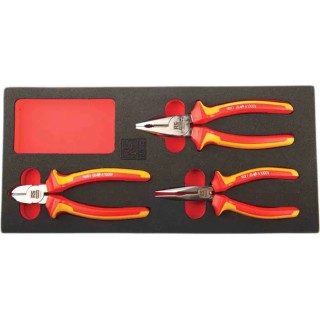RS PRO 3-Piece VDE Insulated Plier Set Combination Cutters Long Nose Pliers 833-5931