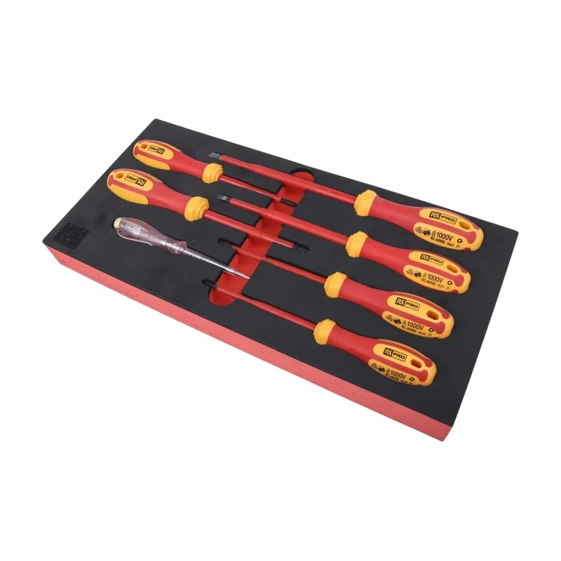 RS PRO Insulated Phillips and Slotted Screwdriver Set with 1000V VDE Voltage Tester 7-Piece 833-5941