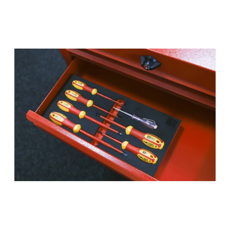 RS PRO Insulated Phillips and Slotted Screwdriver Set with 1000V VDE Voltage Tester 7-Piece 833-5941