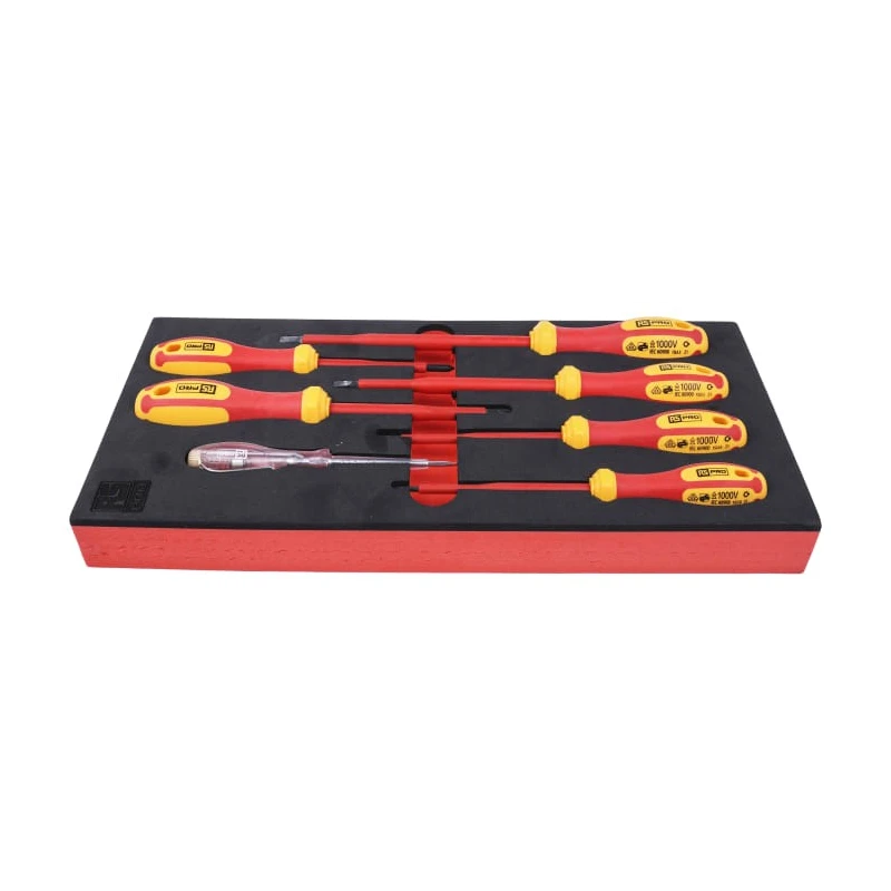 RS PRO Insulated Phillips and Slotted Screwdriver Set with 1000V VDE Voltage Tester 7-Piece 833-5941