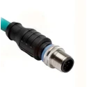 Turck M12 RJ45 Ethernet Cable Cat5e 10 m Length Teal Thermoplastic Elastomer Jacket RJ45
