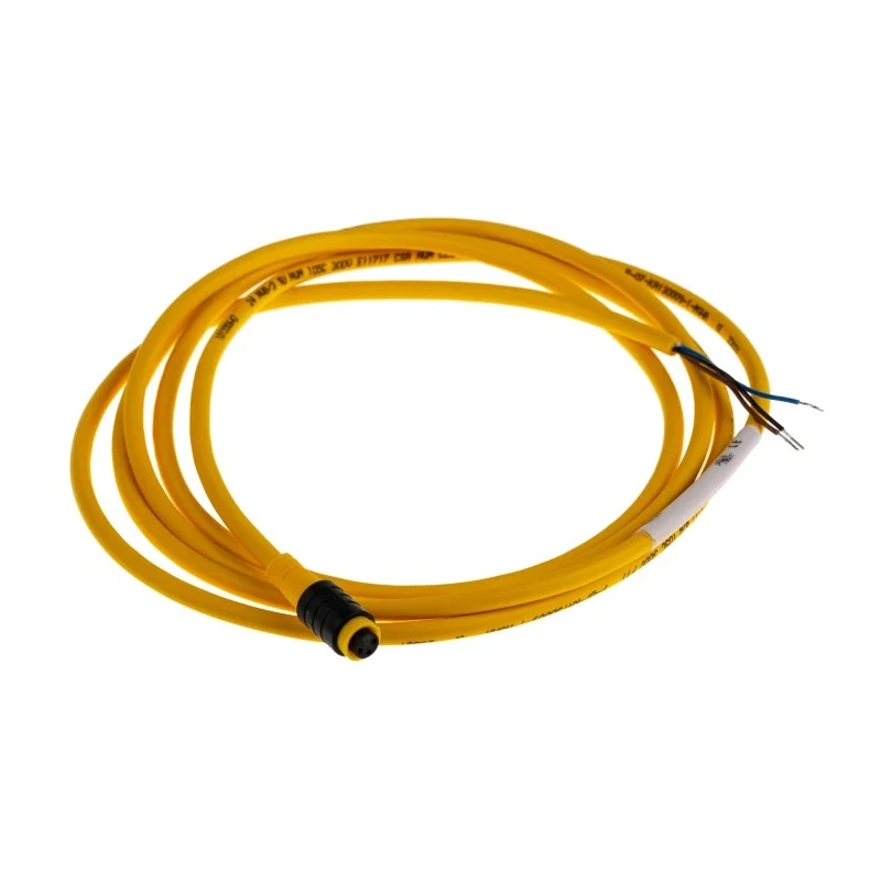 Turck Sensor Actuator Cable Female 3 Way M8 to Unterminated 2 m, Yellow PVC Jacket PKG 3Z-2