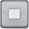 MK Electric Albany Plus 2 Gang 2 Way Tamperproof Fuse Carrier Screw Intelligent Dimmer DP Light Switch, Brushed K4672BRC