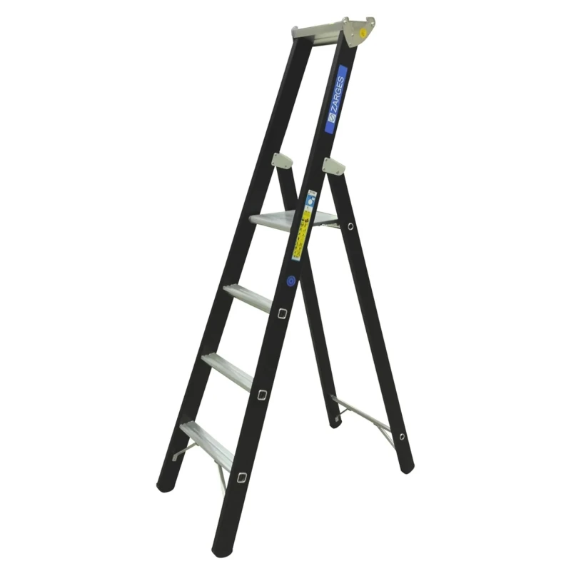 Zarges Aluminium 4 Steps Step Ladder, 1.06m Platform Height, 1.87m Open Length 41146