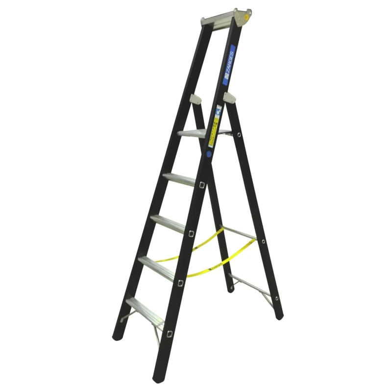 Zarges Aluminium 5 Steps Step Ladder 1.33m Platform Height, 2.15m Open Length 41147