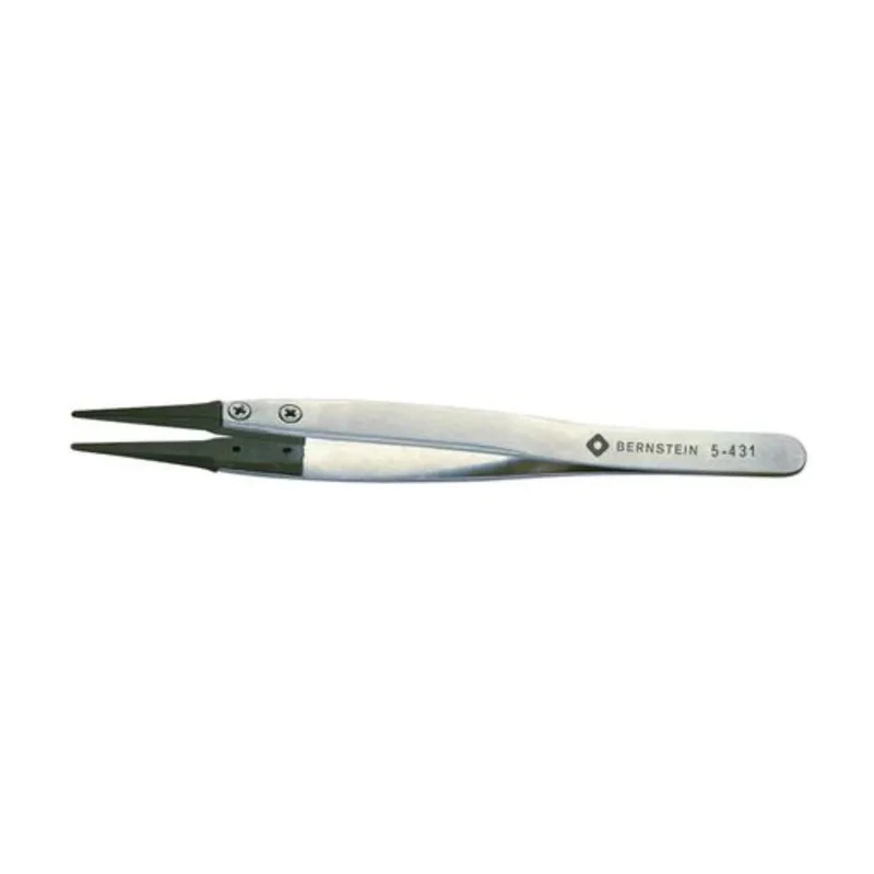 Bernstein 125mm Stainless Steel Rounded ESD Safe Tweezer 5-431