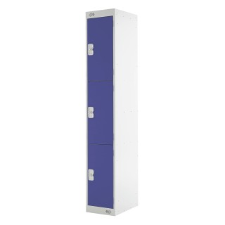 RS PRO 3 Door Steel Blue Storage Locker 1800 mm x 300 mm x 450 mm 833-2920