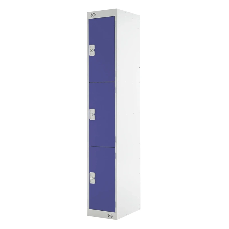 RS PRO 3 Door Steel Blue Storage Locker 1800 mm x 300 mm x 450 mm 833-2920