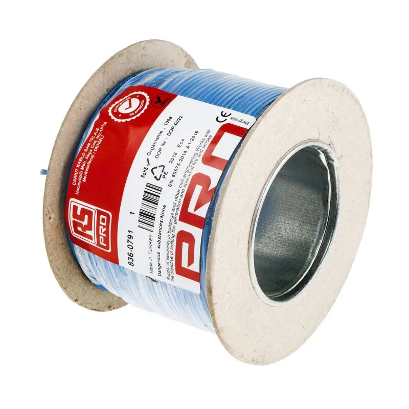 RS PRO H07Z-K Series Blue 1.5 mm² Hook Up Wire, 18 AWG, 27/0.25 mm Core Strands, 100 m Length, Low Smoke Zero 836-0791