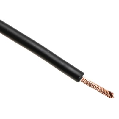 RS PRO 6491B Series Black 1.5 mm² Hook Up Wire, 15 AWG, 27/0.25 mm Strands, 100 m Length, Cross Linked Polyolefin 836-0798