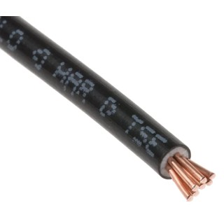 RS PRO H07V-R Series Black 2.5 mm² 14 AWG Hook Up Wire, 7/0.67 mm Core Strands, 100 m Length, Polyvinyl Chloride 836-0870