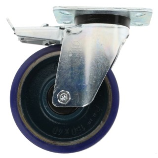 LAG Braked Swivel Castor, 450 kg Load Capacity, 150 mm Polyurethane Wheel, Ball Bearing Hub 37413FR