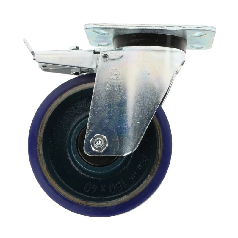 LAG Braked Swivel Castor, 450 kg Load Capacity, 150 mm Polyurethane Wheel, Ball Bearing Hub 37413FR