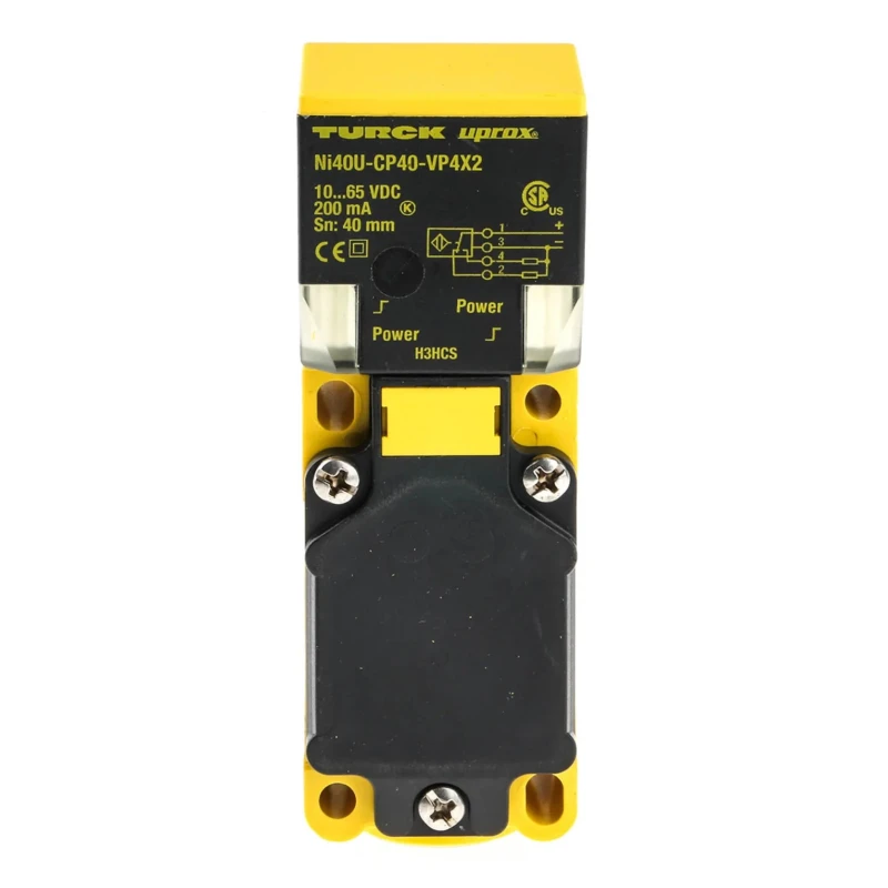 Turck Block Inductive Proximity Sensor M20 Thread Size, PNP Output, 65V DC Max Supply Voltage, 40 mm NI40U-CP40-VP4X2