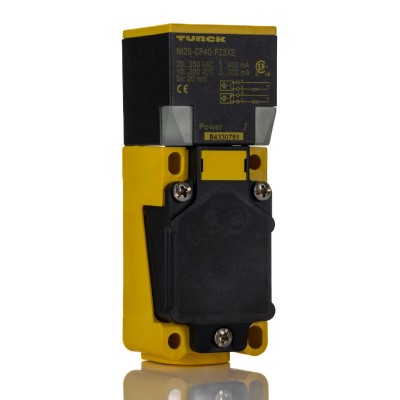 Turck Block Inductive Proximity Sensor 1/2-14 NPT in Thread, 2-Wire CP40, 250V AC/DC, 20 mm Detection, IP67 NI20-CP40-FZ3X2