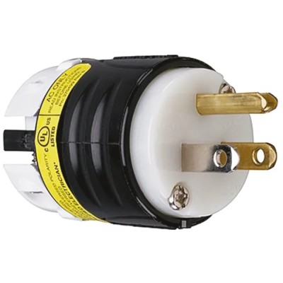 PASS & SEYMOUR 15A 125V USA Mains Plug Black Clear Nylon Cable, Screw Termination PS5266-XGCM