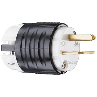 PASS & SEYMOUR 15A 250V USA NEMA 6-15P Mains Plug White Black Nylon Cable Screw Termination PS5666-X