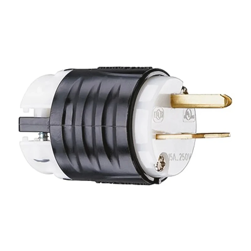PASS & SEYMOUR 15A 250V USA NEMA 6-15P Mains Plug White Black Nylon Cable Screw Termination PS5666-X