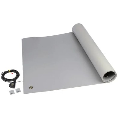 SCS Grey ESD-Safe Table Mat 1.2 m x 600 mm x 3.5 mm Thickness, Conductive Scrim, Static Dissipative Vinyl 8213