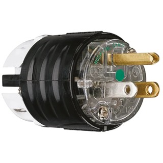 PASS & SEYMOUR 15A 125V USA Mains Plug Clear Black Nylon Cable Screw Termination PS5266-XHG