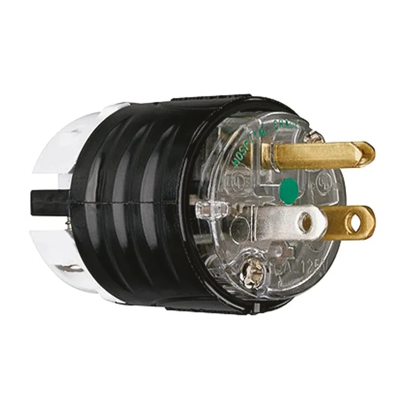 PASS & SEYMOUR 15A 125V USA Mains Plug Clear Black Nylon Cable Screw Termination PS5266-XHG