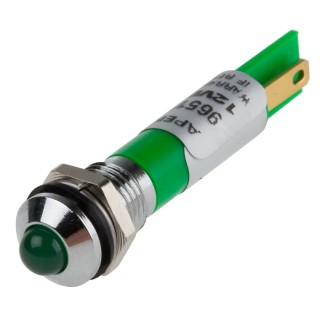 RS PRO Green Panel Mount Indicator 12V DC 20mA, Prominent Silver Bezel 838-5520