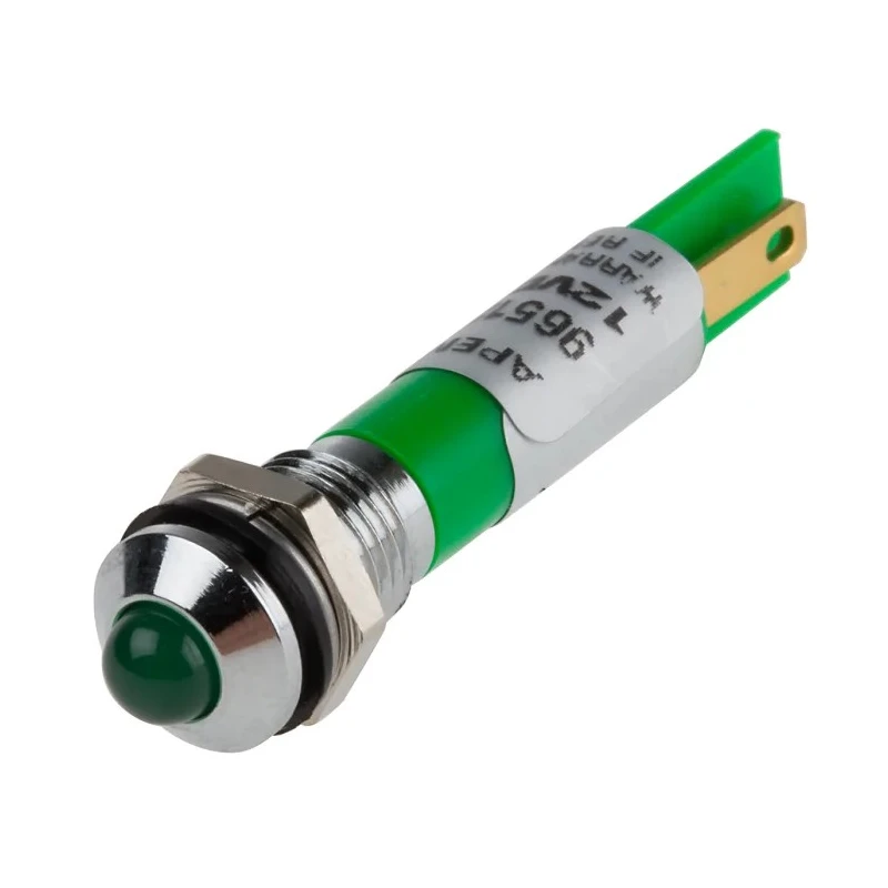 RS PRO Green Panel Mount Indicator 12V DC 20mA, Prominent Silver Bezel 838-5520