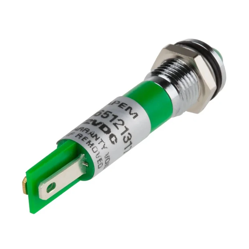 RS PRO Green Panel Mount Indicator 12V DC 20mA, Prominent Silver Bezel 838-5520