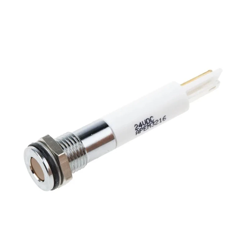 RS PRO Orange Panel Mount Indicator 24V dc 20mA Solder Lug Termination IP67 Flush 838-5592