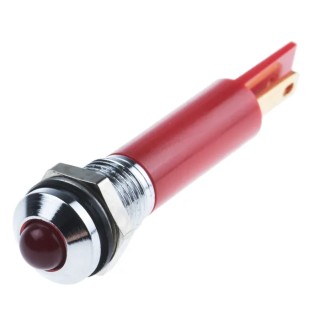 RS PRO Red Panel Mount Indicator, 12V DC, 20mA, IP67, Silver Prominent Bezel 838-5526