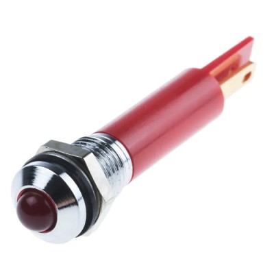RS PRO Red Panel Mount Indicator, 12V DC, 20mA, IP67, Silver Prominent Bezel 838-5526